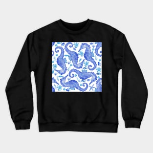 blue watercolour seahorses Crewneck Sweatshirt